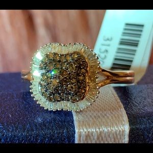 0.75 Cts Natural Champagne Diamond Cluster Ring